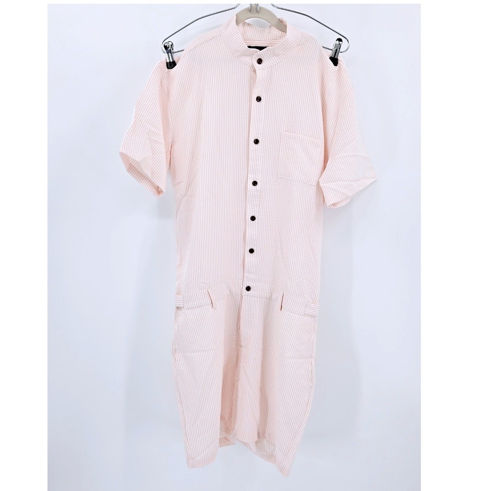 RomperJack Pink Pinstripe Men's Short Sleeve Romper Large Y2K Festival